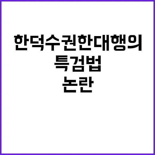 특검법 논란 한덕수 권한대행의 신중한 결정!