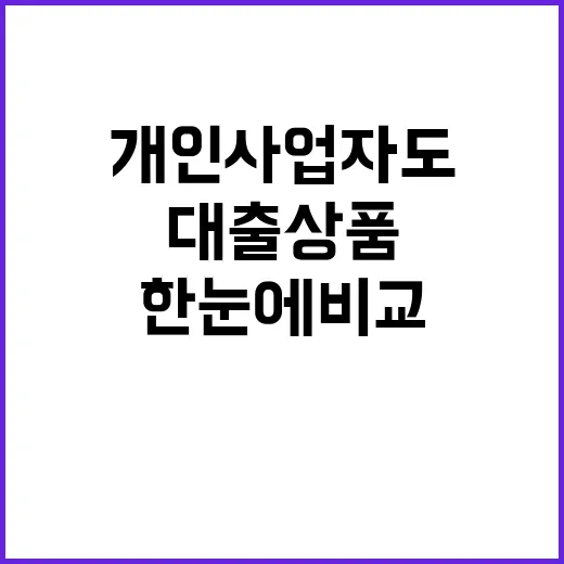 대출상품 개인사업자도 한눈에 비교 가능해졌다!