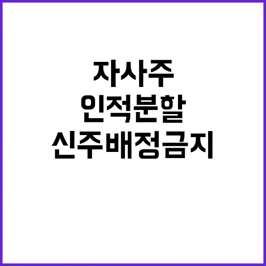 대주주 자사주 매입 인적분할 신주배정 금지!