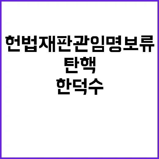 헌법재판관 임명 보류 내일 한덕수 탄핵 표결