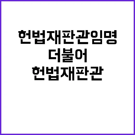 헌법재판관 임명 더불어민주당 혼란 최소화 요청!