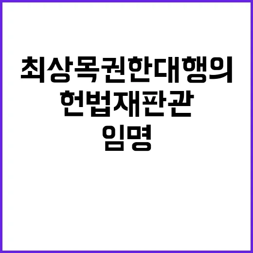 헌법재판관 임명 최상목 권한대행의 결정은?