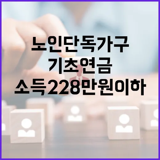 기초연금 노인 단독가구 소득 228만원 이하 조건!