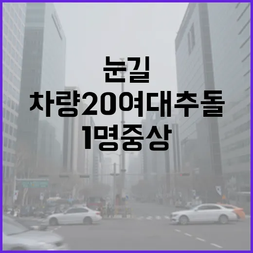 눈길에 차량 20여대 추돌 1명 중상 발생!