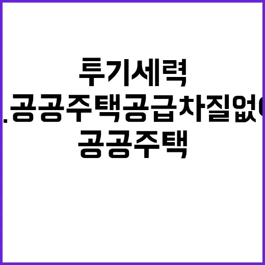 투기세력 엄단…공공주택 공급 차질없이 추진된다!