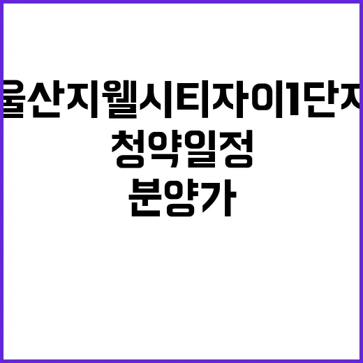 울산 지웰시티 자이 1단지 분양가와 청약 일정 공개!