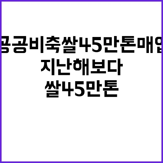 공공비축 쌀 45만 톤 매입 지난해보다 증가!