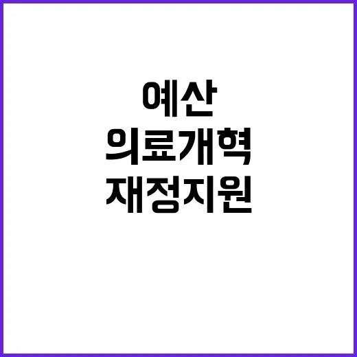 예산 증가 의료개혁 재정 지원 두 배 확대!