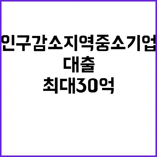 인구감소지역 중소기업 최대 30억 대출 지원!