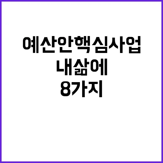 예산안 핵심 사업 내 삶에 유익한 8가지!