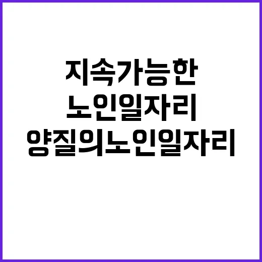 양질의 노인일자리 복지부의 지속 가능한 계획!