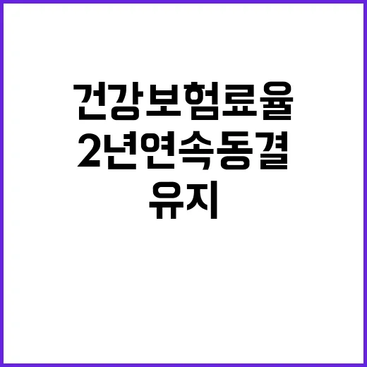 건강보험료율 2년 연속 동결 유지 소식!