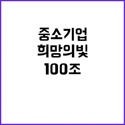 자금 100조 공급 중소기업 희망의 빛!