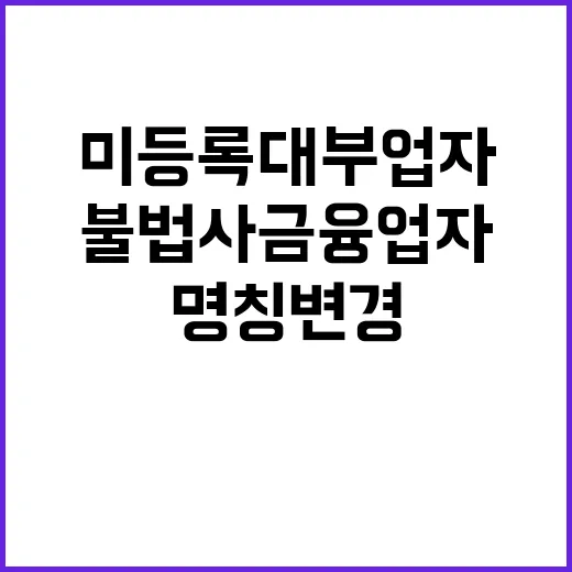 불법사금융업자 미등…