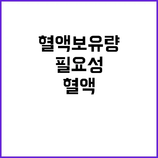 혈액 보유량 공급량…