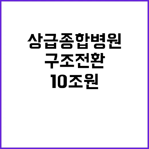 상급종합병원 본격적인 구조전환과 10조 원 투입!