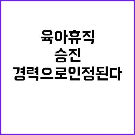 육아휴직 승진 근무경력으로 인정된다! 클릭 필数!