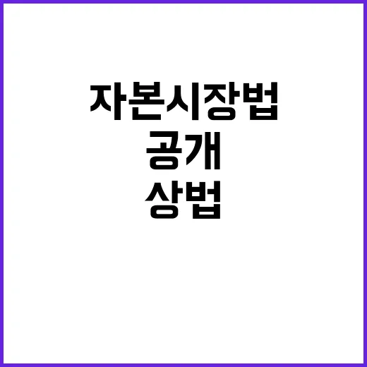 기재부 상법과 자본시장법 개정 사실 공개!