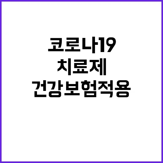 치료제 건강보험 적용 코로나19 회복의 새로운 희망!