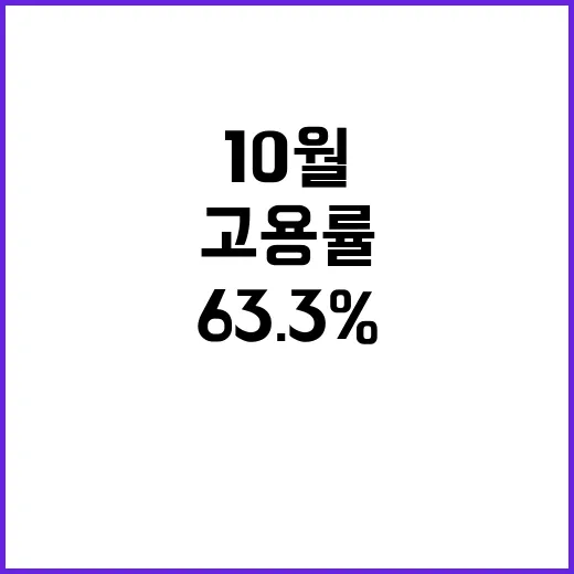 역대 최고 고용률 10월 63.3% 기록!