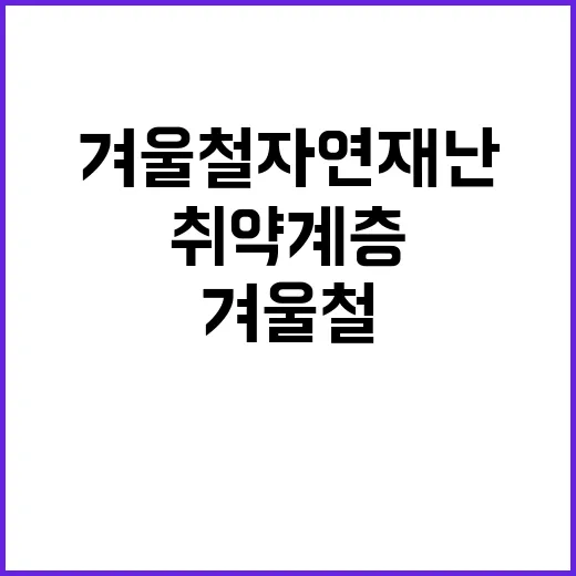 겨울철 자연재난 정부의 취약계층 지원 전략 공개!