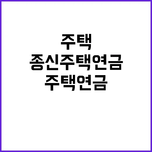 종신 주택연금 노령가구의 새로운 희망 나타났다!