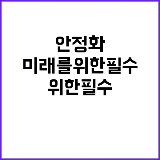 안정화 국정의 미래를 위한 필수 조건!