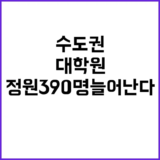 교육부 수도권 대학원 정원 390명 늘어난다!