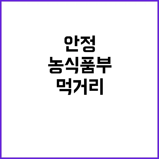 먹거리 안정 농식품부의 숨겨진 노력 공개!