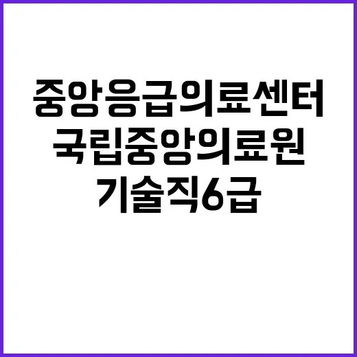 기술직 6급(중앙응급의료센터) 채용 공고