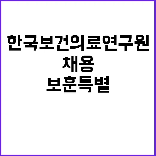 한국보건의료연구원 2024년 제4차(보훈특별고용) 직원채용 공고