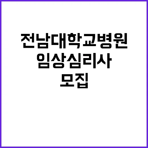 2025년도 전남대학교병원 임상심리전문가 및 정신건강임상심리사 1급 수련생 모집