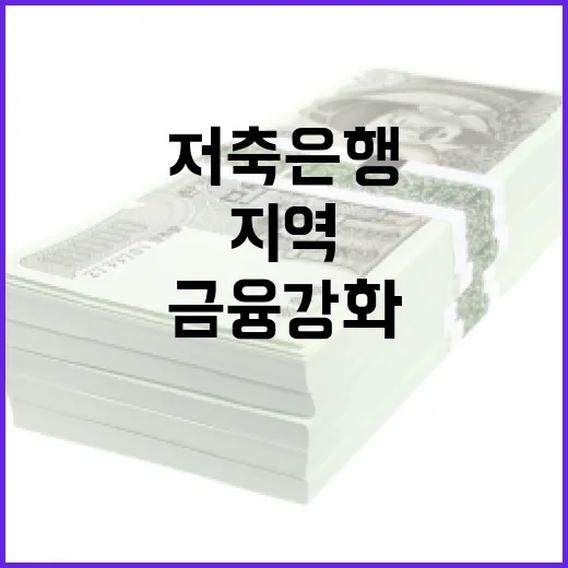 저축은행 중금리대출 확대와 지역금융 강화 방안