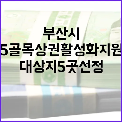 부산시 2025 골목상권 활성화 지원사업 대상지 5곳 선정