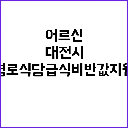 대전시 어르신 경로식당 급식비 반값 지원