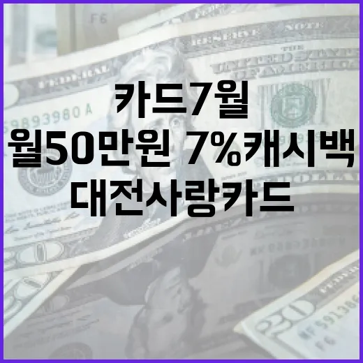 대전사랑카드 7월부터 월 50만원·7% 캐시백