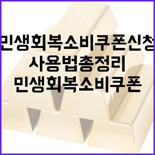 민생회복 소비쿠폰 신청과 사용법 총정리
