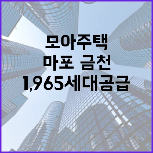 마포·금천 모아주택 1,965세대 공급 가속