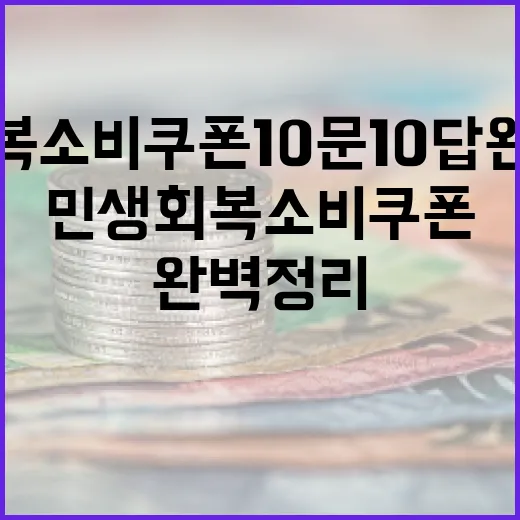 민생회복 소비쿠폰 10문 10답 완벽 정리