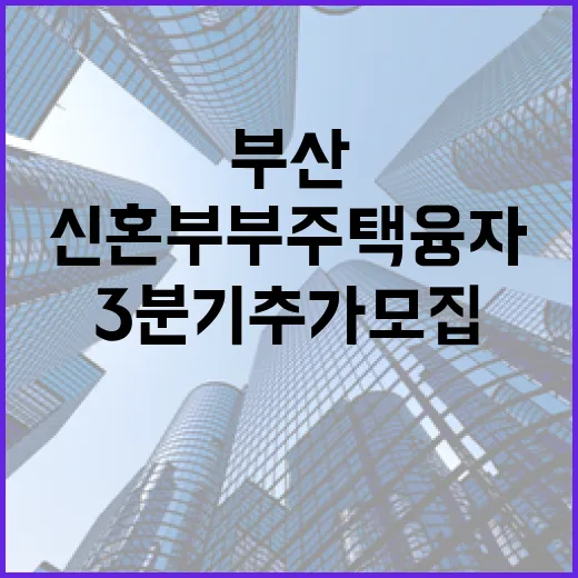 부산 신혼부부 주택융자 3분기 추가 모집