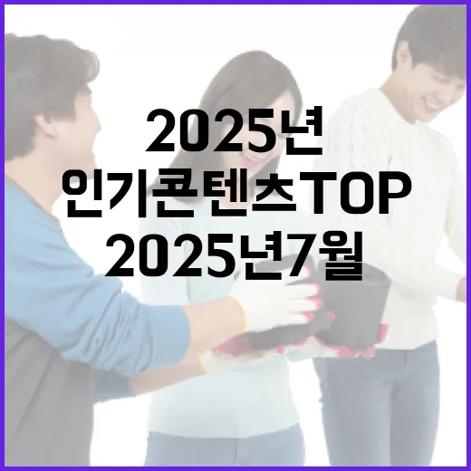 2025년 7월 세종시 인기 콘텐츠 TOP3