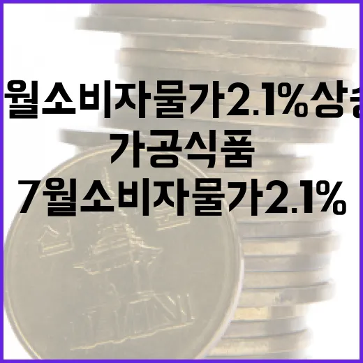7월 소비자물가 2.1% 상승, 가공식품 둔화·석유류 하락 전환