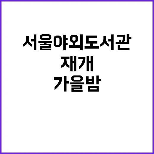 서울야외도서관 가을밤 독서문화 재개