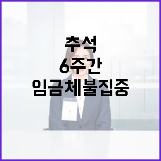 추석 앞둔 임금체불 집중 단속 6주간 실시