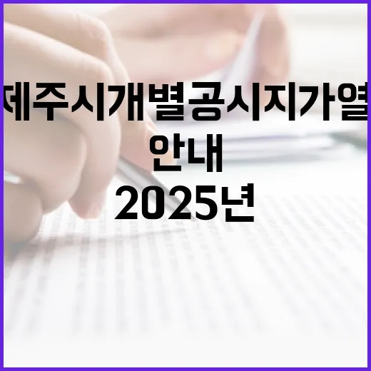 2025년 제주시 개별공시지가 열람 및 의견접수 안내