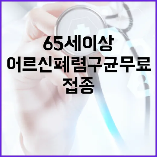 65세 이상 어르신 폐렴구균 무료접종 안내