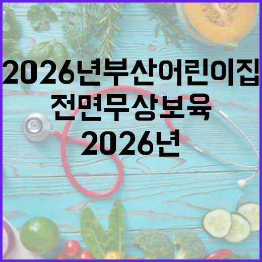 2026년 부산 어린이집 전면 무상보육 실현