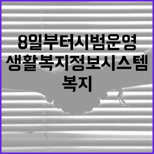 생활복지정보시스템 8일부터 시범운영 개시