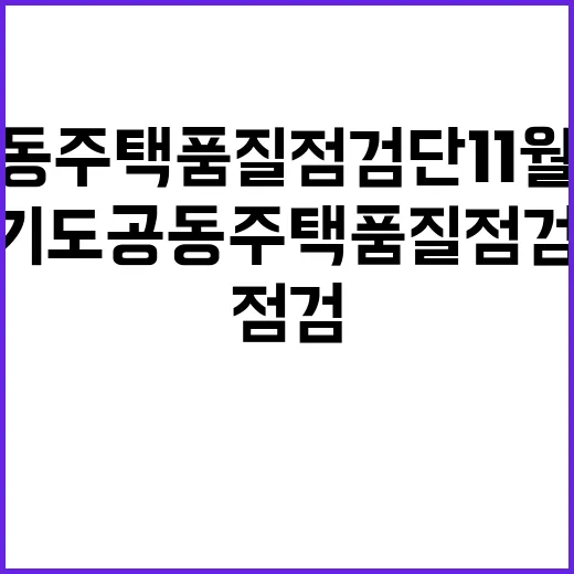 경기도 공동주택 품질점검단 11월 현장 점검 결과