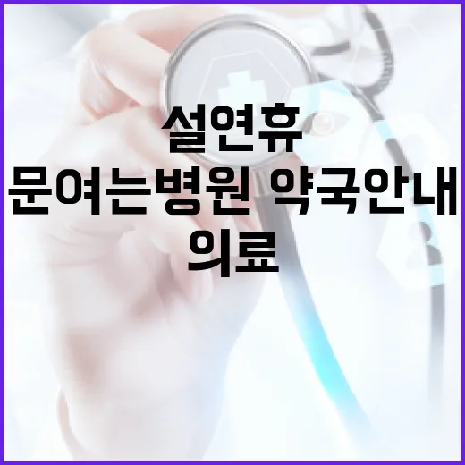 설 연휴 의료 공백 철저 대비, 문 여는 병원·약국 안내